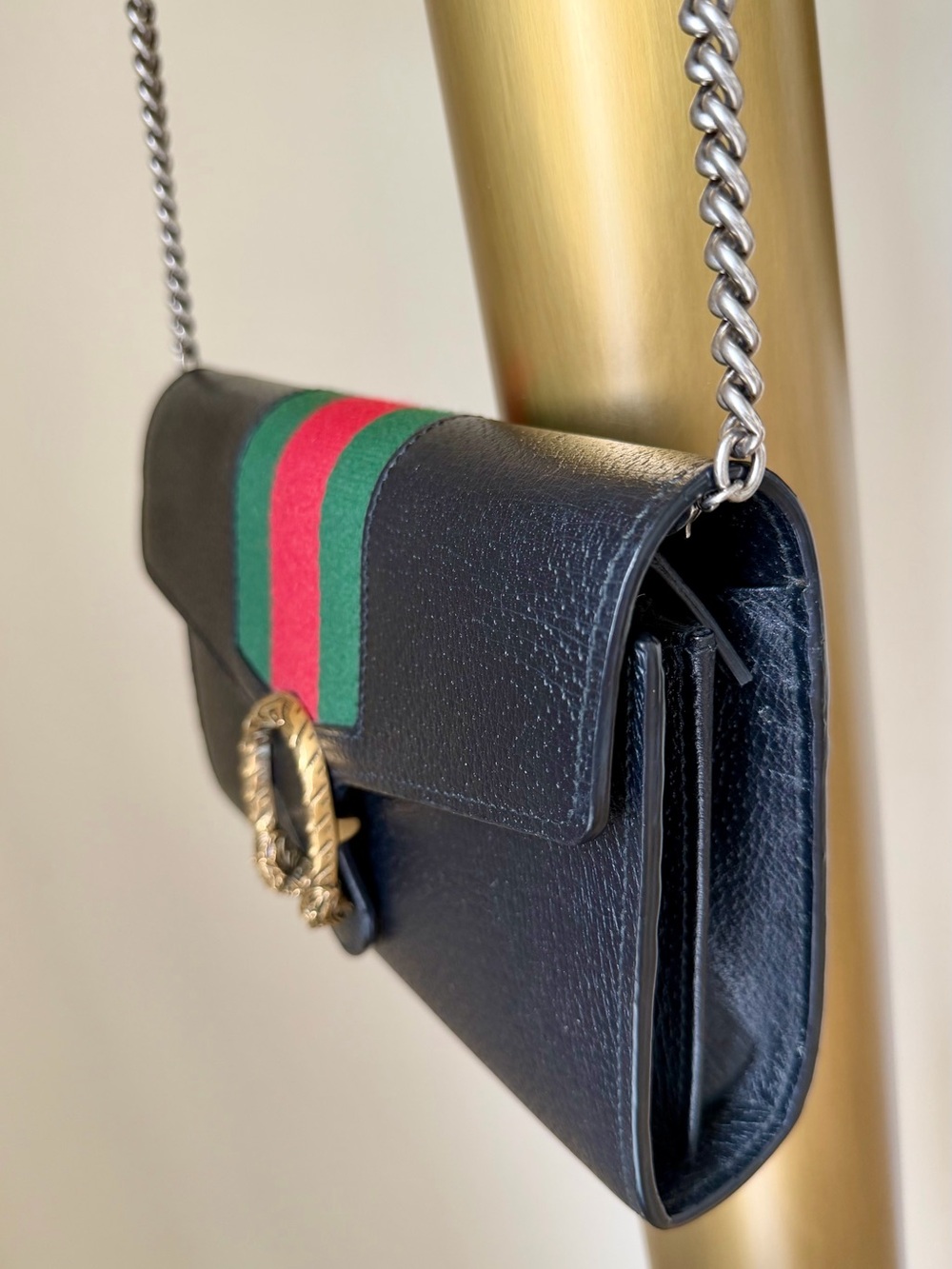 GUCCI Dionysus Black bag with Green and Red iconic Gucci web - Picture 4 of 14